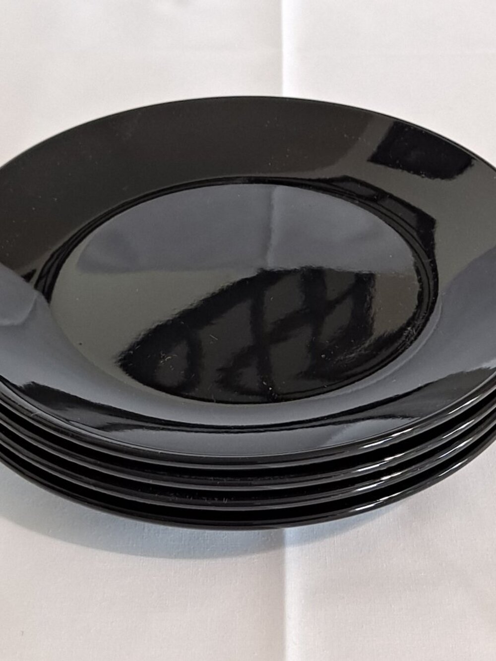 Set 4 Royal Norfolk SOLID BLACK 7 5/8" Salad PLATES Dessert Bread Midnight